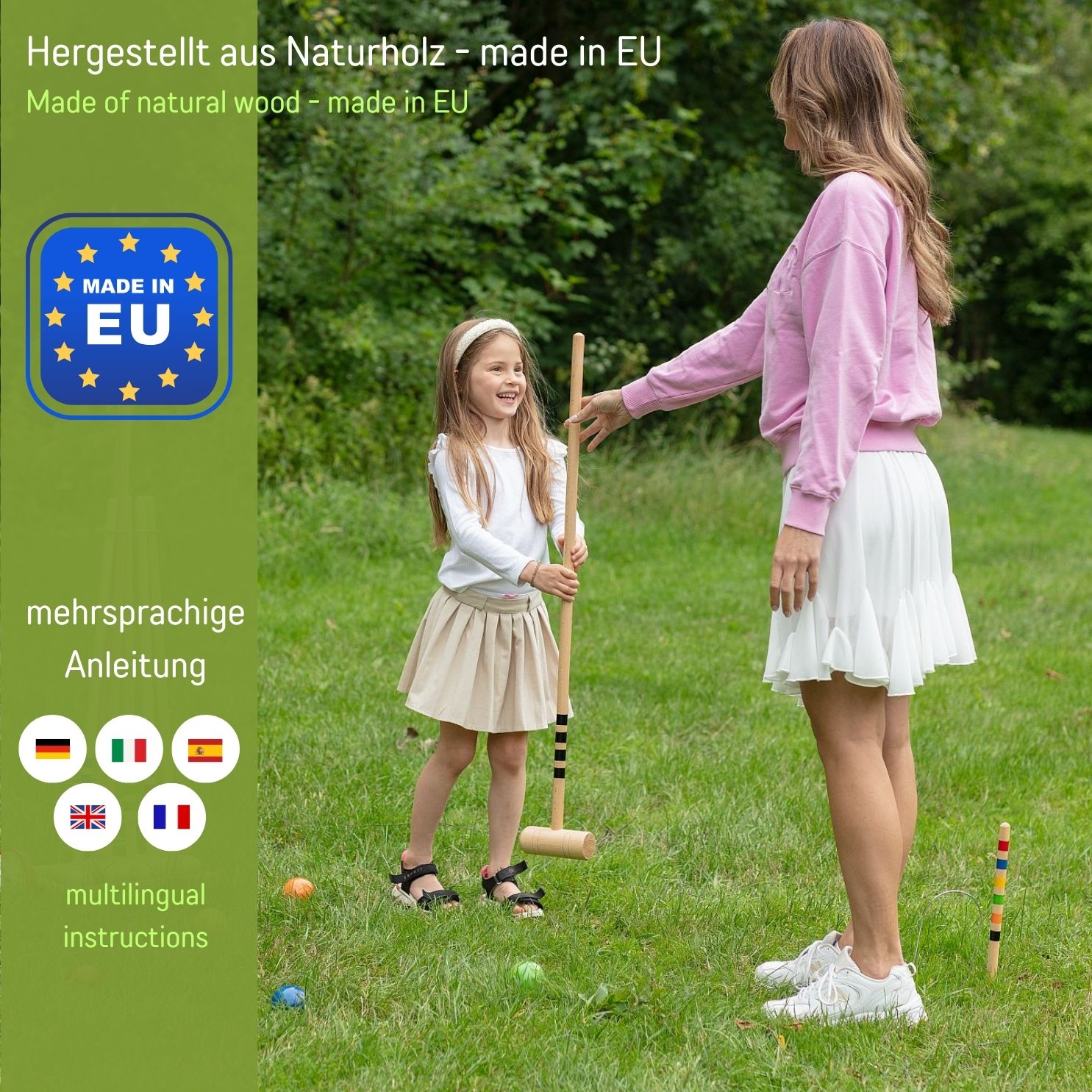 GICO Krocket Set Adult 6 Spieler ( Erwachsenen Länge 100cm ) in Transporttasche 3246