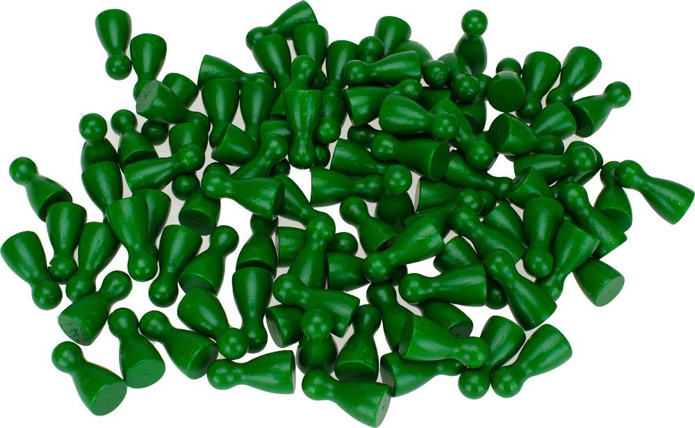 100er Pack Halmakegel Spielkegel sortenrein aus Holz poliert 24x12 mm (Grün)- 2143