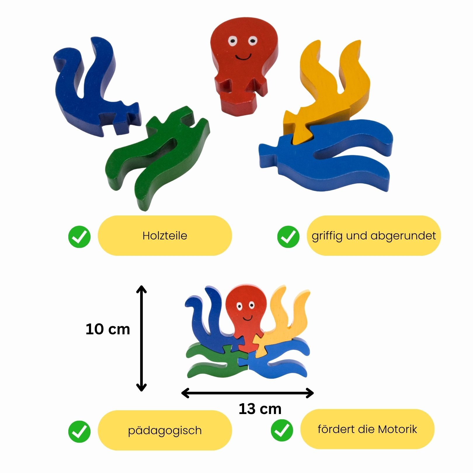 Tier Holzpuzzle Octopus Krake für Kinder -  3942