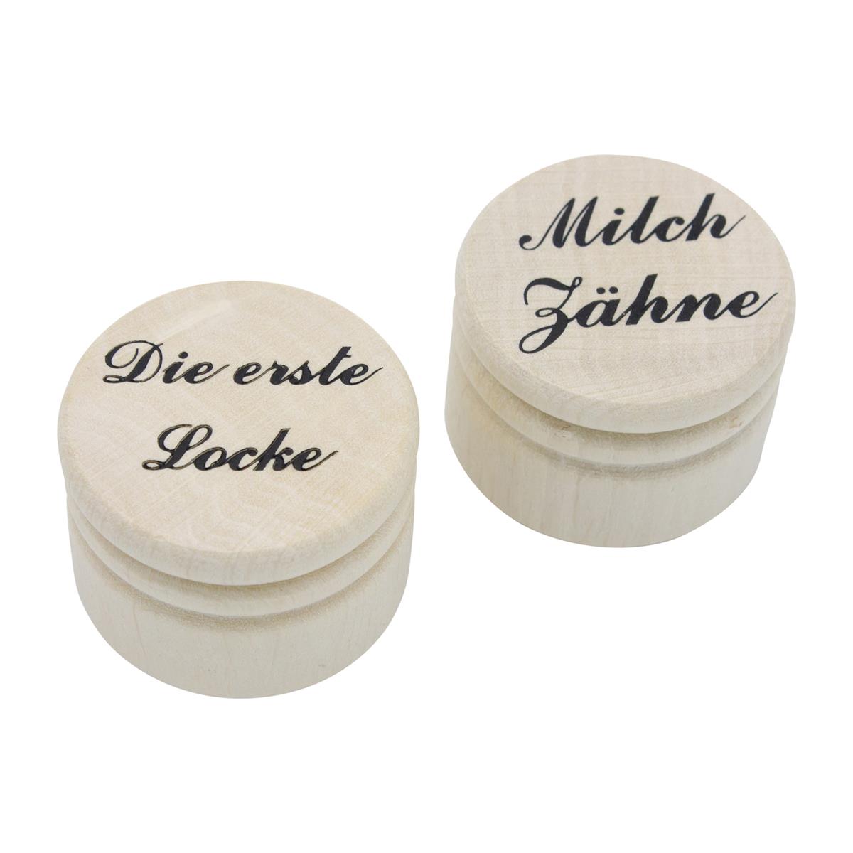 Erste Locke und Milchzähne aus Holz Set  Ø 4,5 cm (groß)