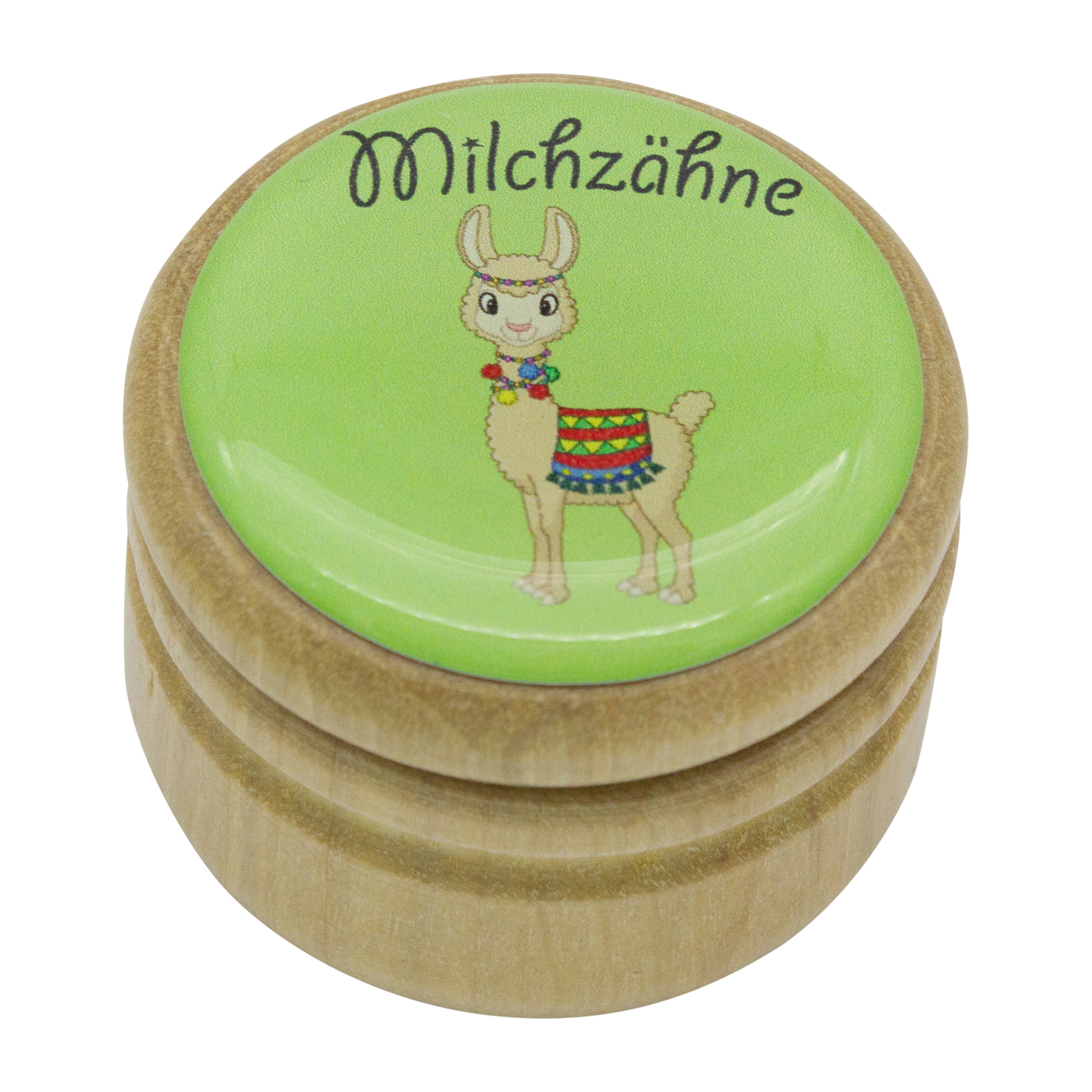 Milchzahndose Lama Zahndose Milchzähne Bilderdose aus Holz mit Drehverschluss 44 mm ( Lama) - 7025