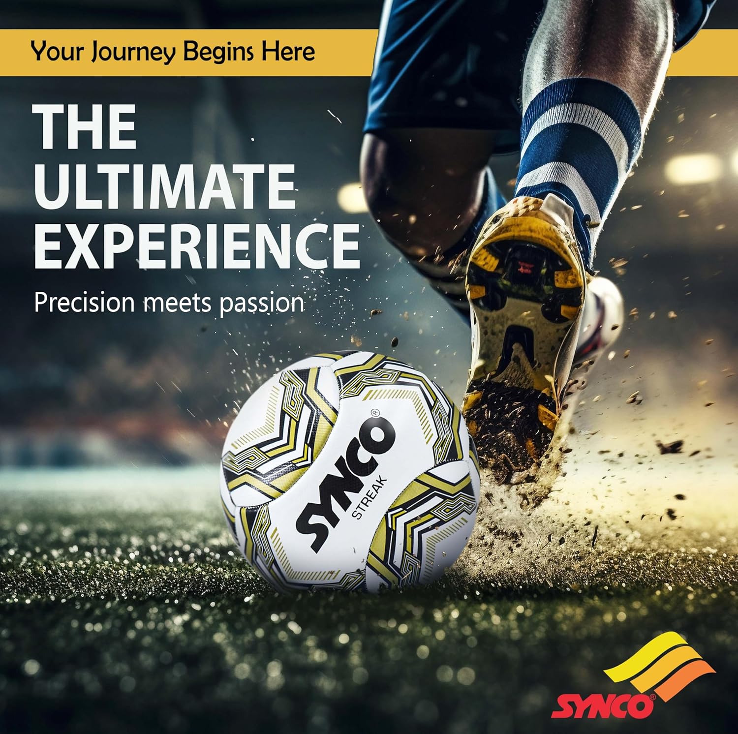 Synco Fußball Streak – Größe 5 Trainingsball Rasen - 1009