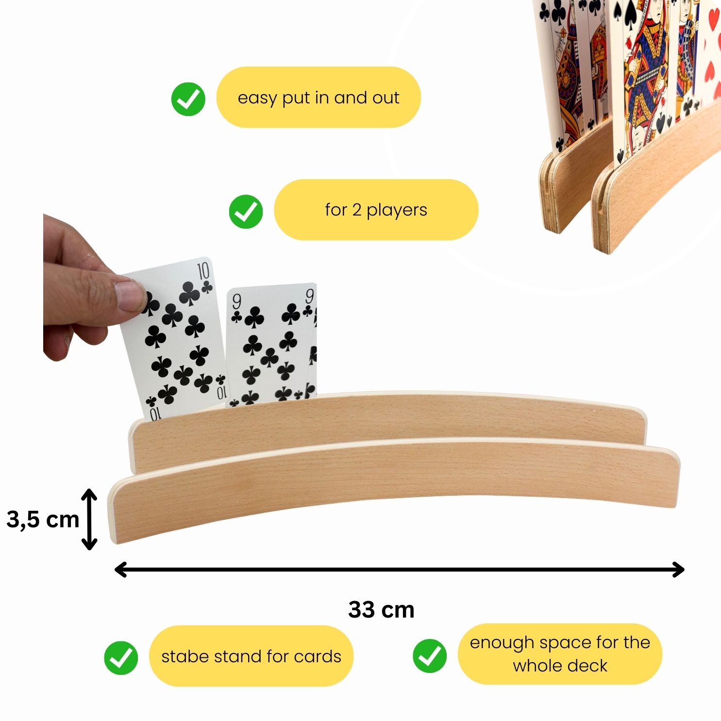 GICO Kartenhalter Spielkartenhalter aus Holz Länge 33 cm - 2er Set - 7956