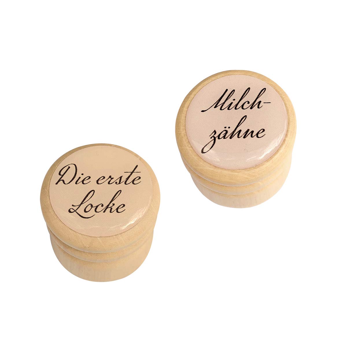 Milchzähne und Erste Locke Set Classic Dose Holz Holzdosen Set Bilderdosen  Ø  34 mm
