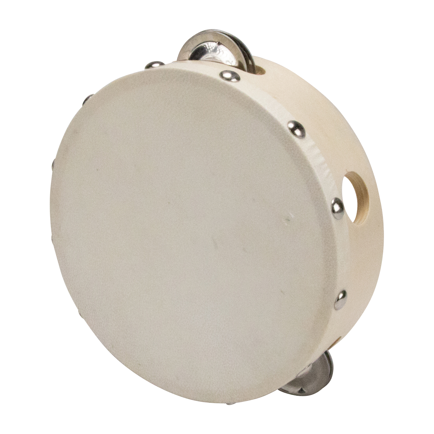 Tamburin Handtrommel Musikinstrument für Kinder D: 15 cm aus Holz mit 4 Schellen - 3832
