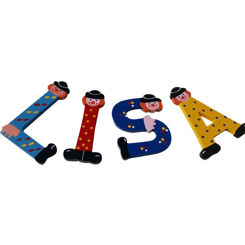 Clown Buchstaben aus Holz für das Kinderzimmer  A-Z 9 cm I