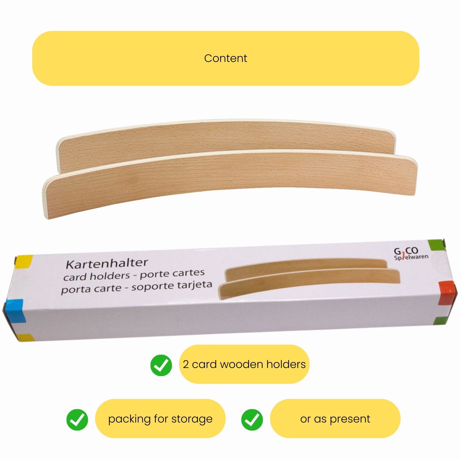 GICO Kartenhalter Spielkartenhalter aus Holz Länge 33 cm - 2er Set - 7956