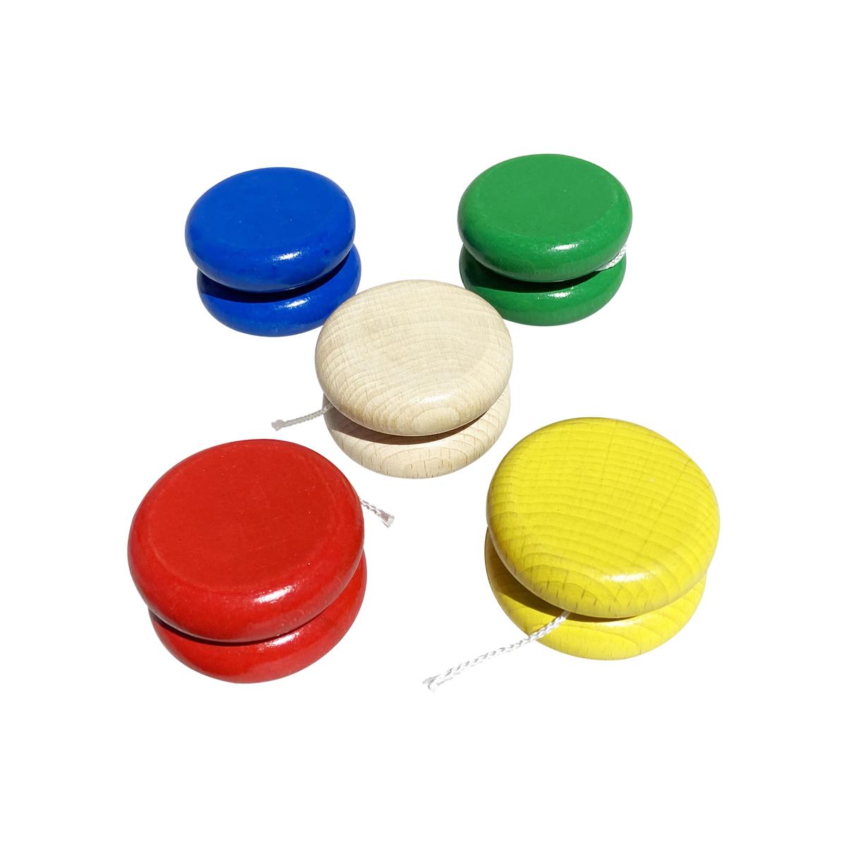GICO Jojo Set mit 5 Jojos aus Massivholz (made in EU) farbig sortiert- Mitgebsel Kindergeburstag - 6470