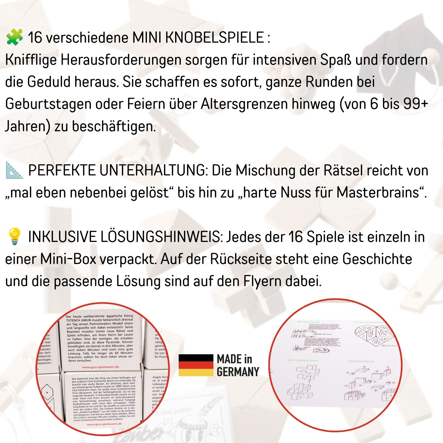 GICO Knobelspiel Klassiker Set 4 - 16 Geduldspiele in Geschenkverpackung - 2183