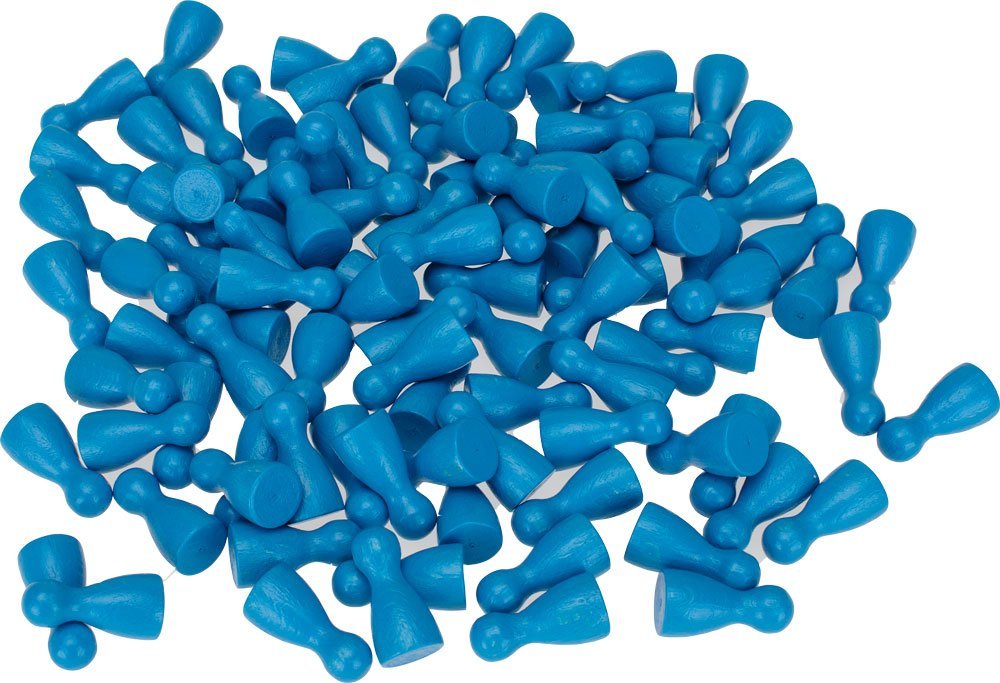 100er Pack Halmakegel Spielkegel sortenrein aus Holz poliert 24x12 mm (Blau)- 2140