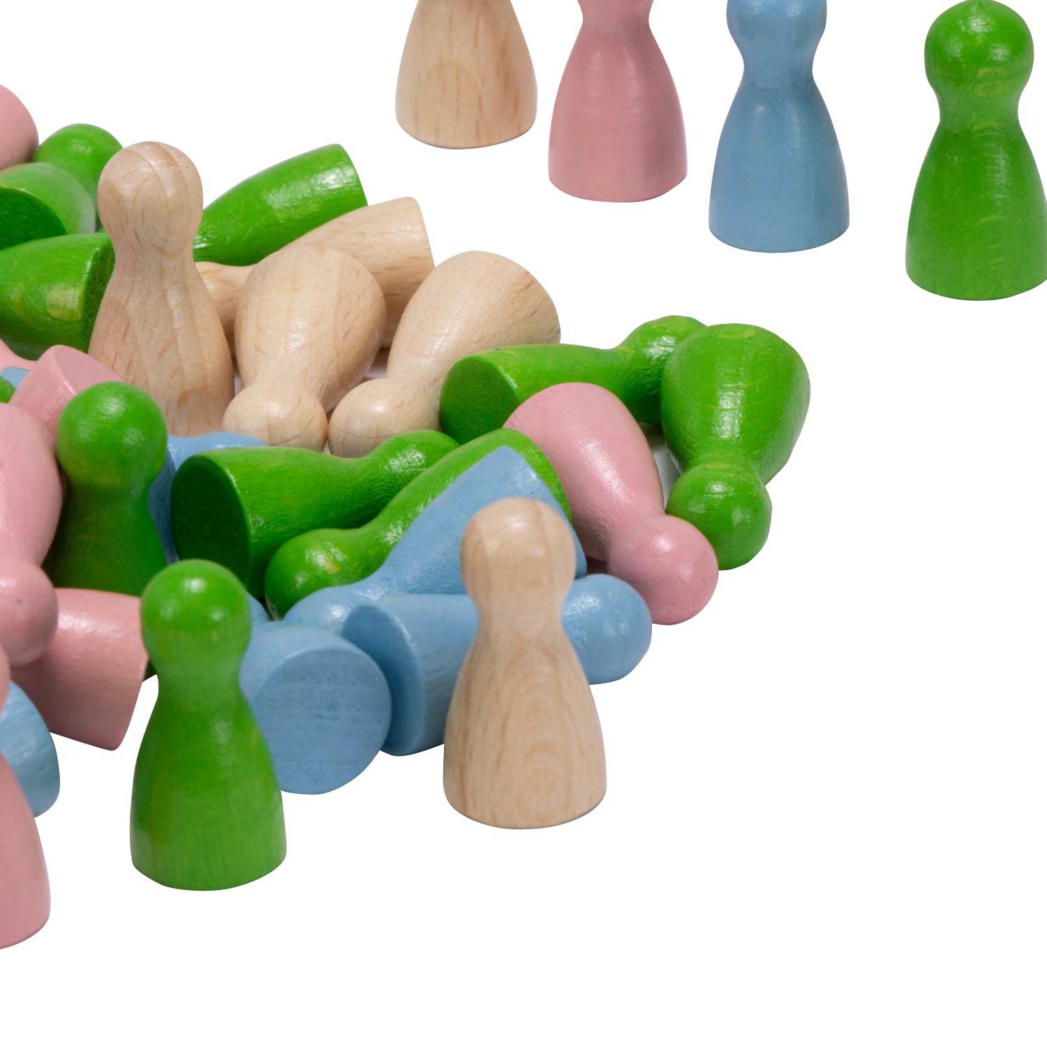 60 Halmakegel 24x12 aus Holz, vier helle Farben - 2137