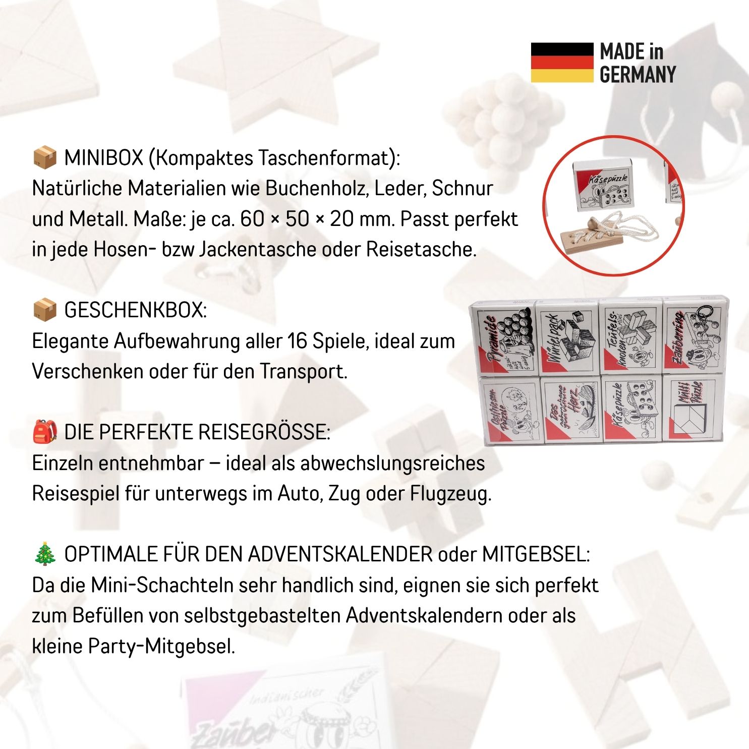 GICO Knobelspiel Klassiker Set 4 - 16 Geduldspiele in Geschenkverpackung - 2183