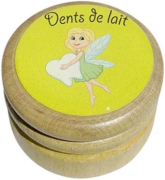 GICO Boite à dents de lait en bois pour en différents modèles pour garçons et filles avec couvercle à vis de 44 mm (Fée) 7015F