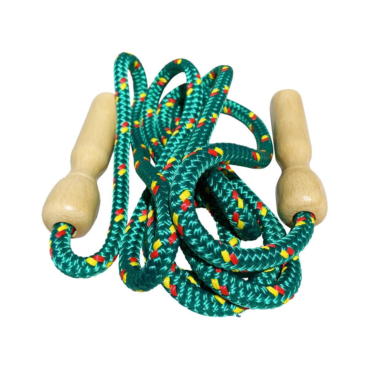 GICO Springseil aus Holz, buntes Seil, 250 cm, Holzgriff Springseil Hüpfseil Seilspringen - Qualität Made in Germany - 3003 grün