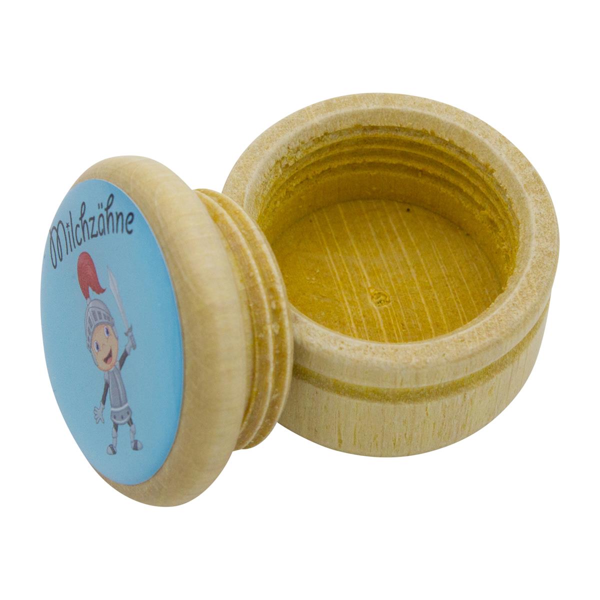 Milchzahndose Ritter Zahndose Milchzähne Bilderdose aus Holz mit Drehverschluss 44 mm ( Ritter ) - 7024