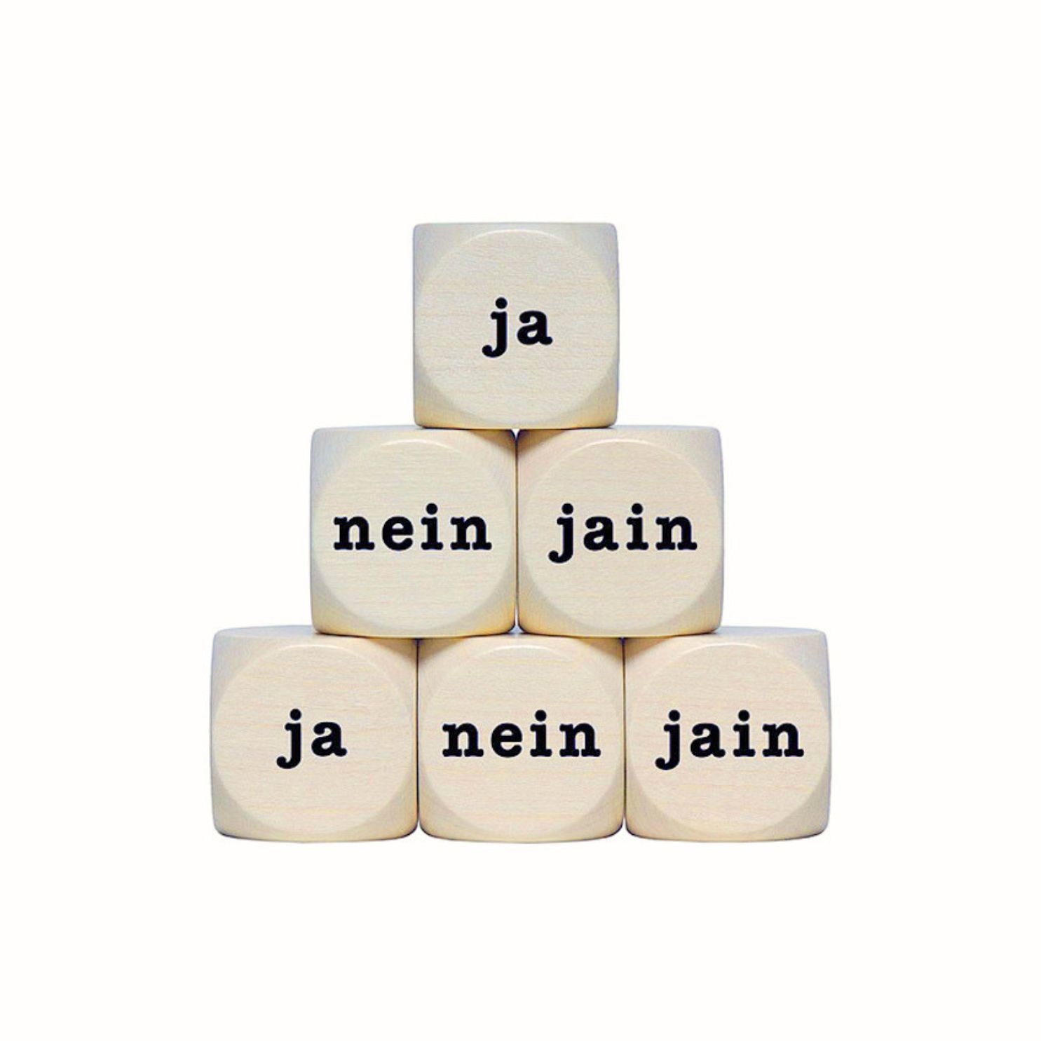 Ja Nein Jain Holzwürfel Natur 30 mm – Entscheidungswürfel aus Holz 1 Stück  - 4134