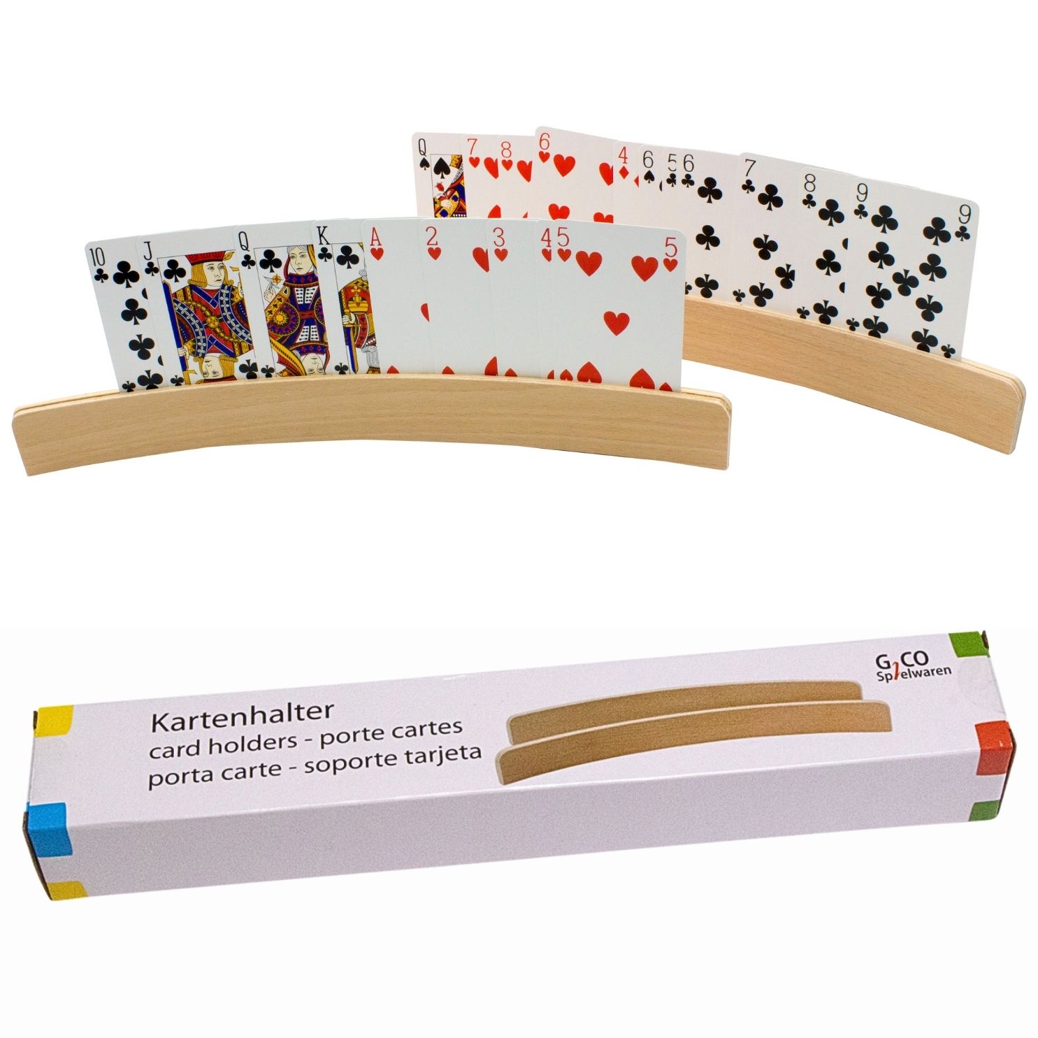 GICO Kartenhalter Spielkartenhalter aus Holz Länge 33 cm - 2er Set - 7956