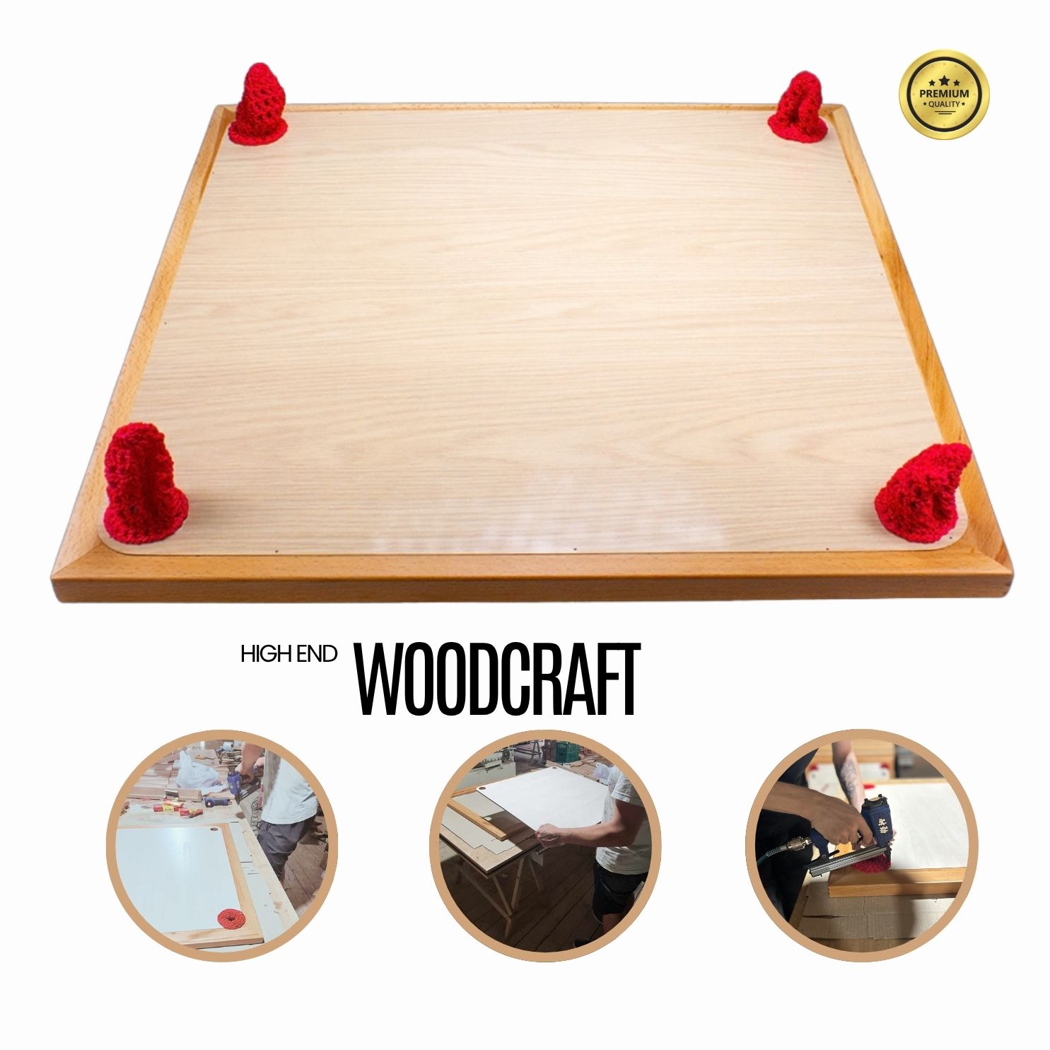 Carrom Manufaktur Board Turnier mit Zubehör (74 x 74 cm Spielfläche) - 4002