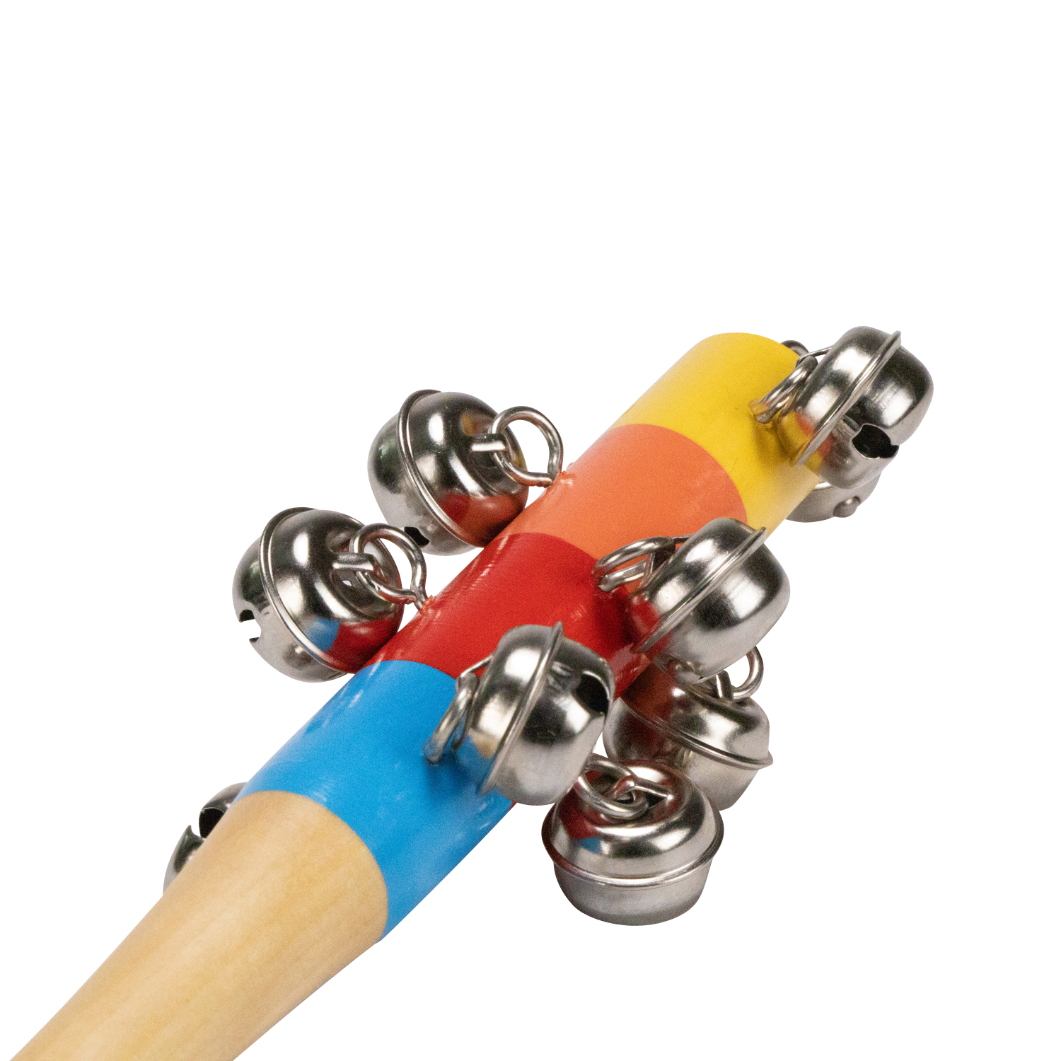 GICO Schellenrassel Schellenstab bunt aus Holz für Kinder mit Glocken Musikinstrument - Länge 21,5 cm - 3861