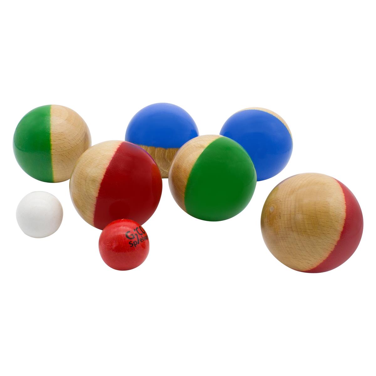 GICO Boccia Spiel 6er aus Massivholz, Durchmesser 7 cm 3010