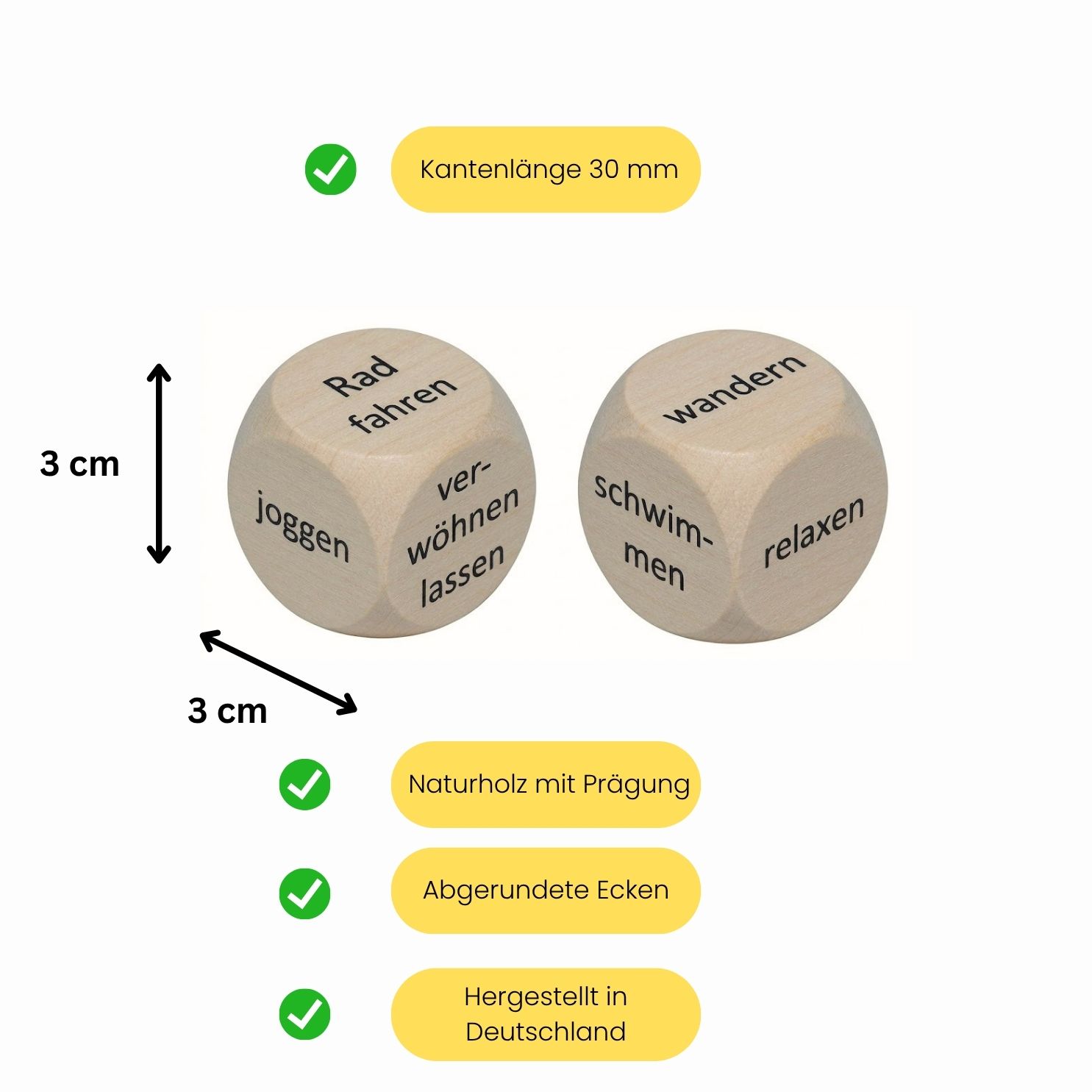 Freizeit Holzwürfel 30 mm Aktivitätswürfel - 1 Stück  - 4141