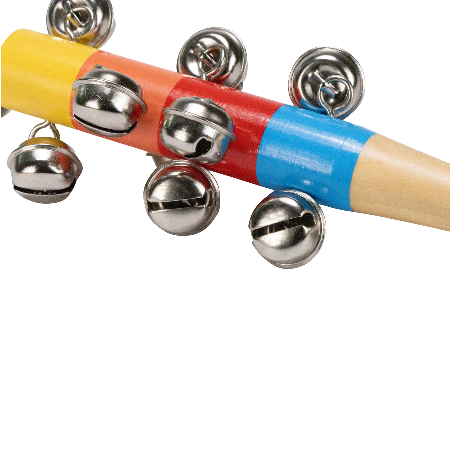 GICO Schellenrassel Schellenstab bunt aus Holz für Kinder mit Glocken Musikinstrument - Länge 21,5 cm - 3861