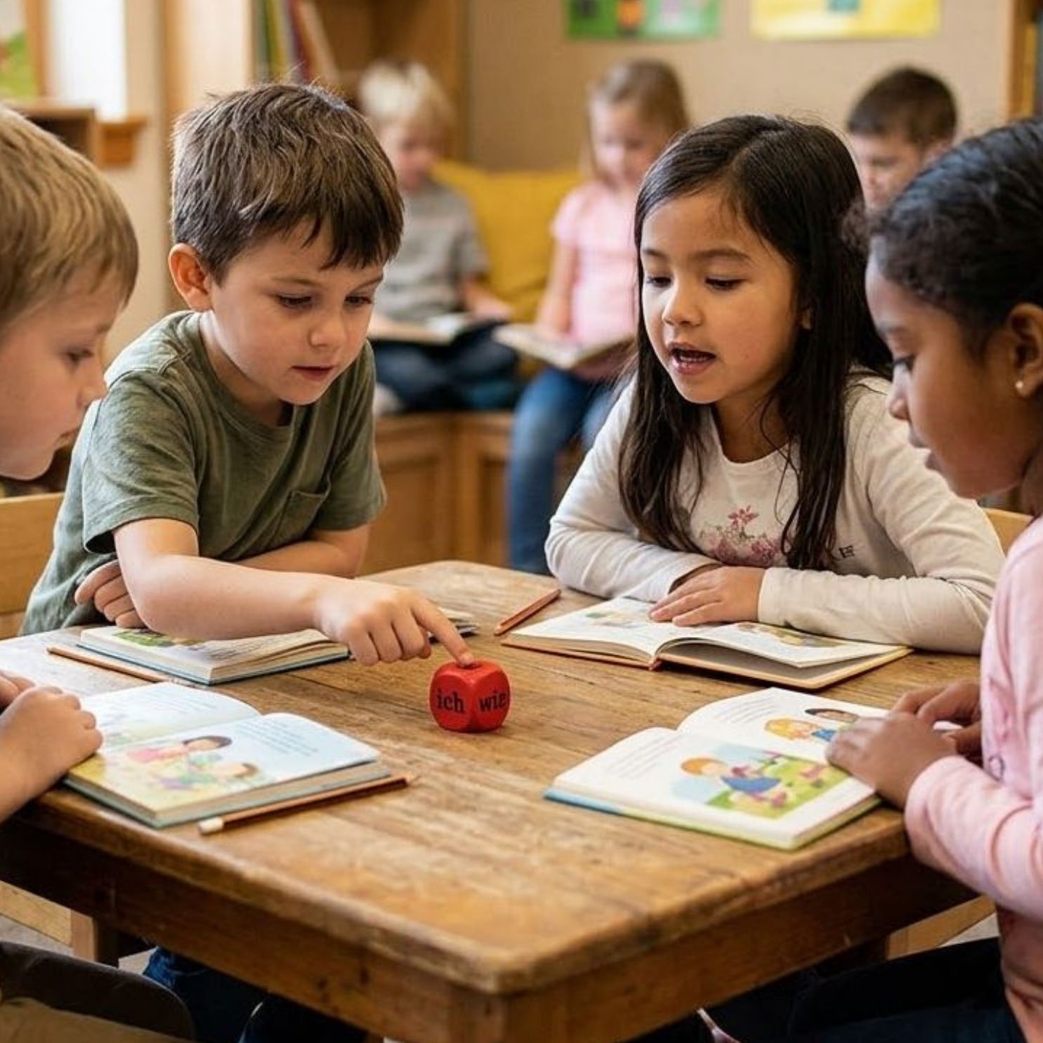 Ich Du Wir Lesewürfel Rot 30 mm – Kommunikationswürfel aus Holz- 1 Stück -4132