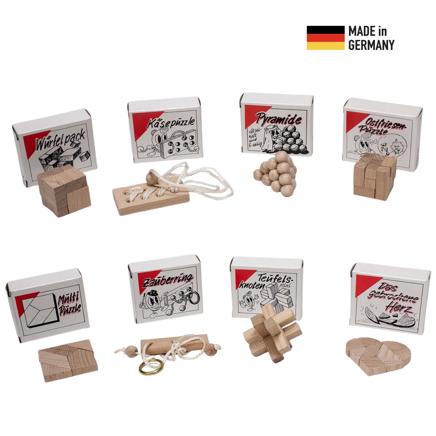 GICO Knobelspiel Klassiker Set 3 - 8 Geduldspiele in Geschenkverpackung - 2182