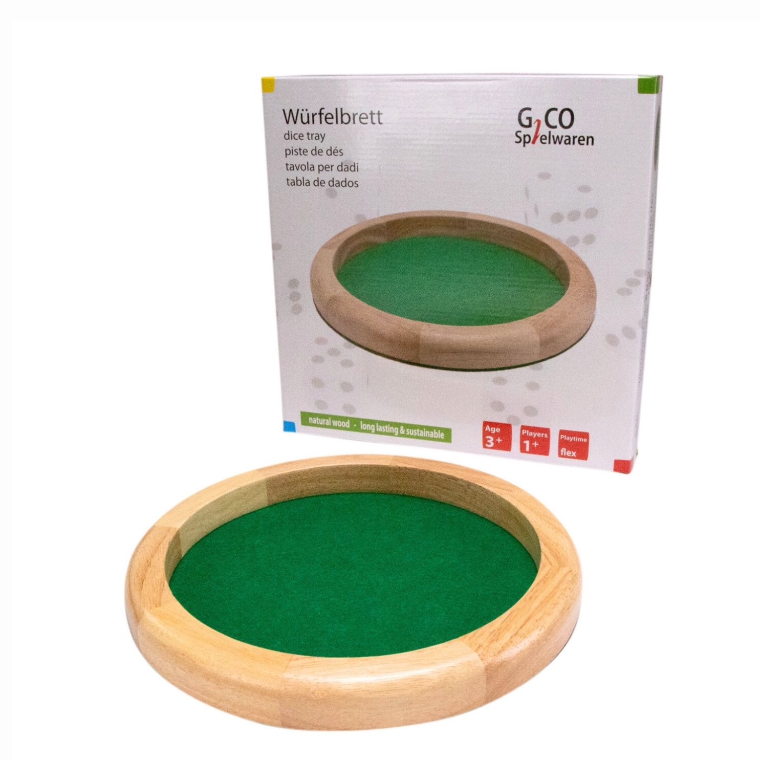 GICO Würfelteller / Würfelbrett rund aus Holz Durchmesser 29  cm H 3,5 cm 7955