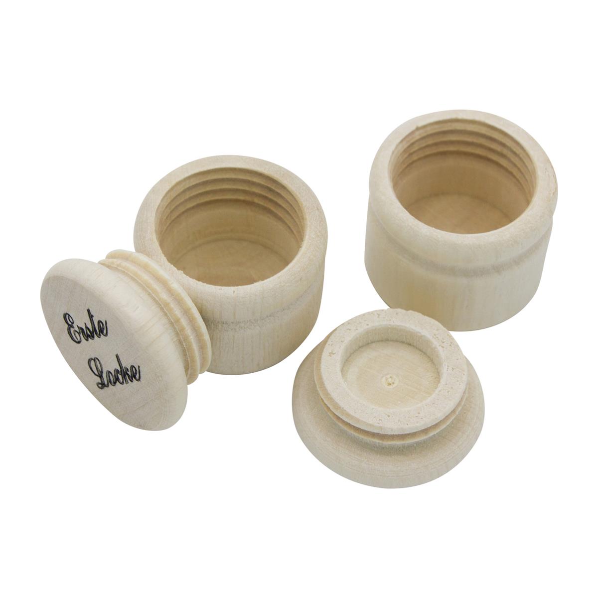 Milchzähne und Erste Locke aus Holz Dosen Set  Ø 3,5 cm (klein)