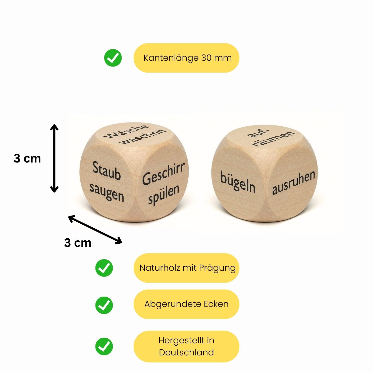 Haushalts Holzwürfel 30 mm Entscheidungswürfel - 4142