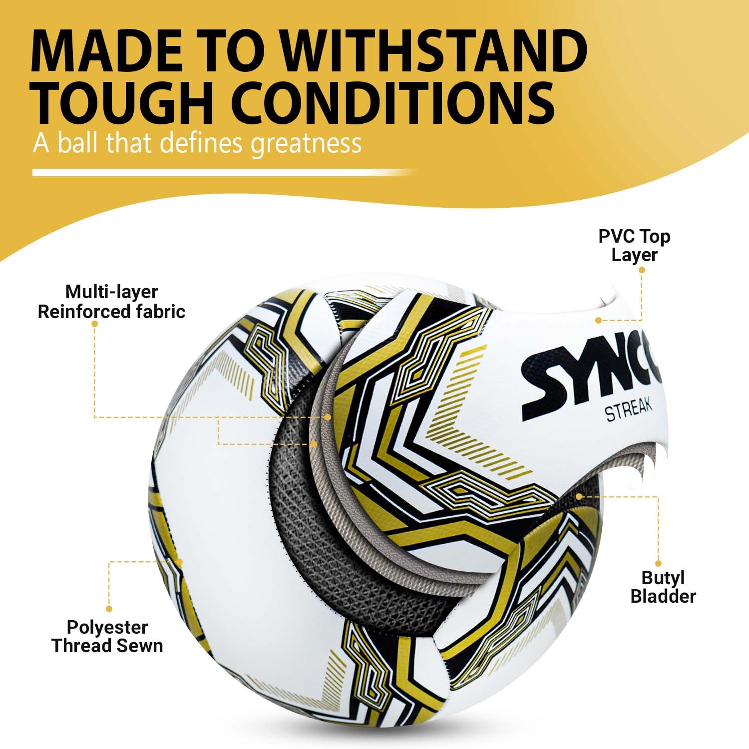Synco Fußball Streak – Größe 5 Trainingsball Rasen - 1009