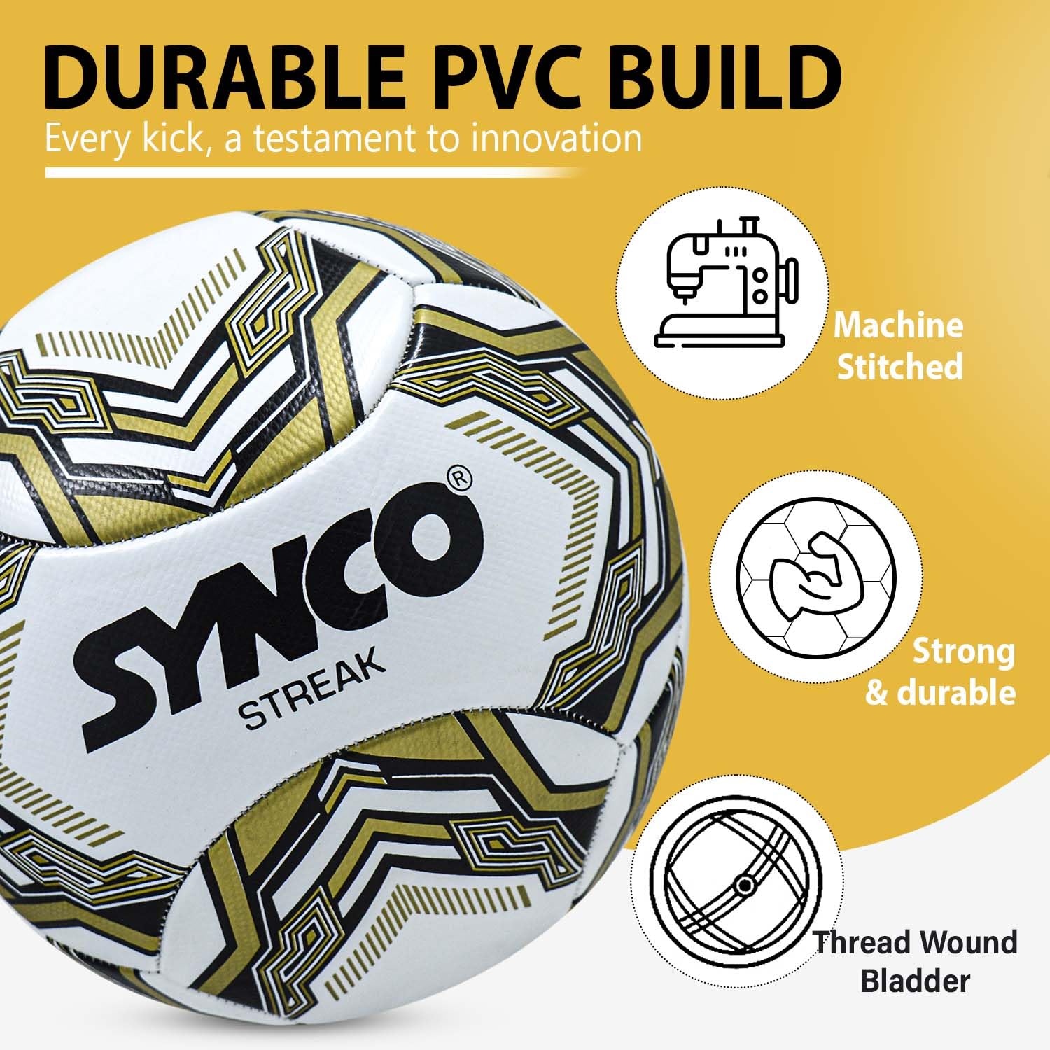 Synco Fußball Streak – Größe 5 Trainingsball Rasen - 1009