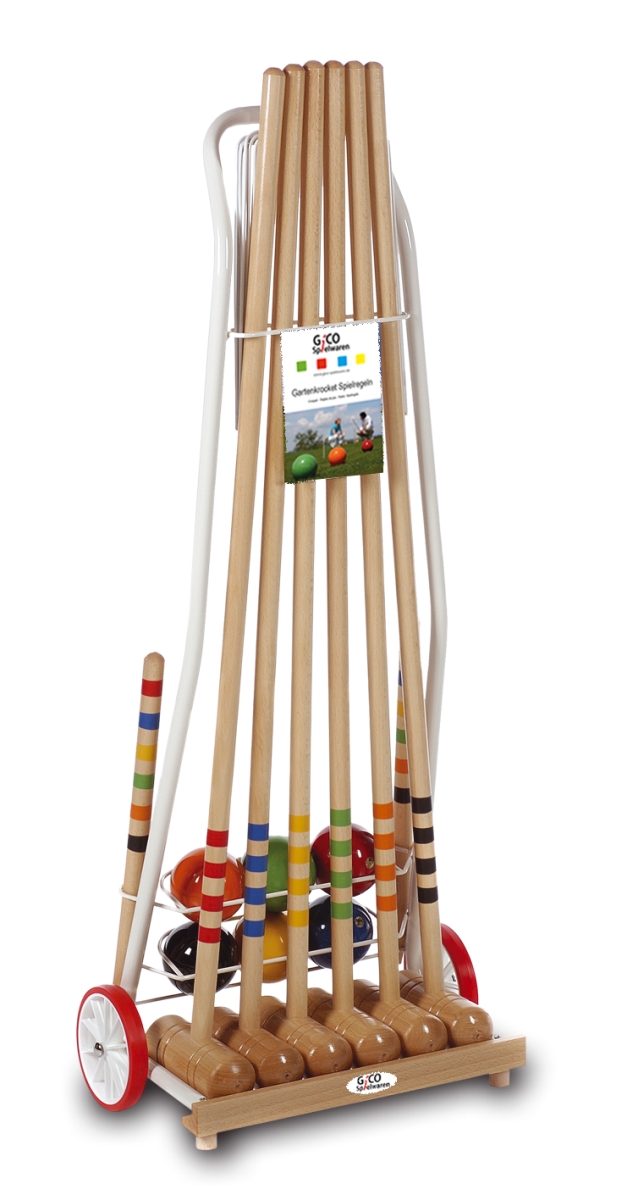 GICO Krocket Set Adult 6 Spieler Transportwagen (Erwachsene Länge 100cm) - Qualitätsware made in EU 3126