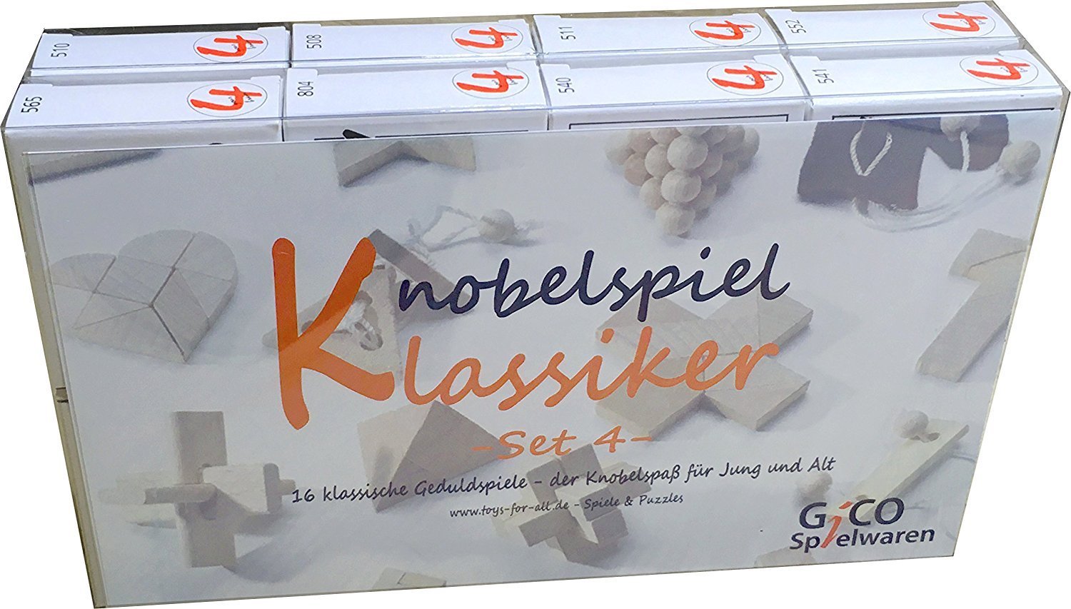 GICO Knobelspiel Klassiker Set 4 - 16 Geduldspiele in Geschenkverpackung - 2183