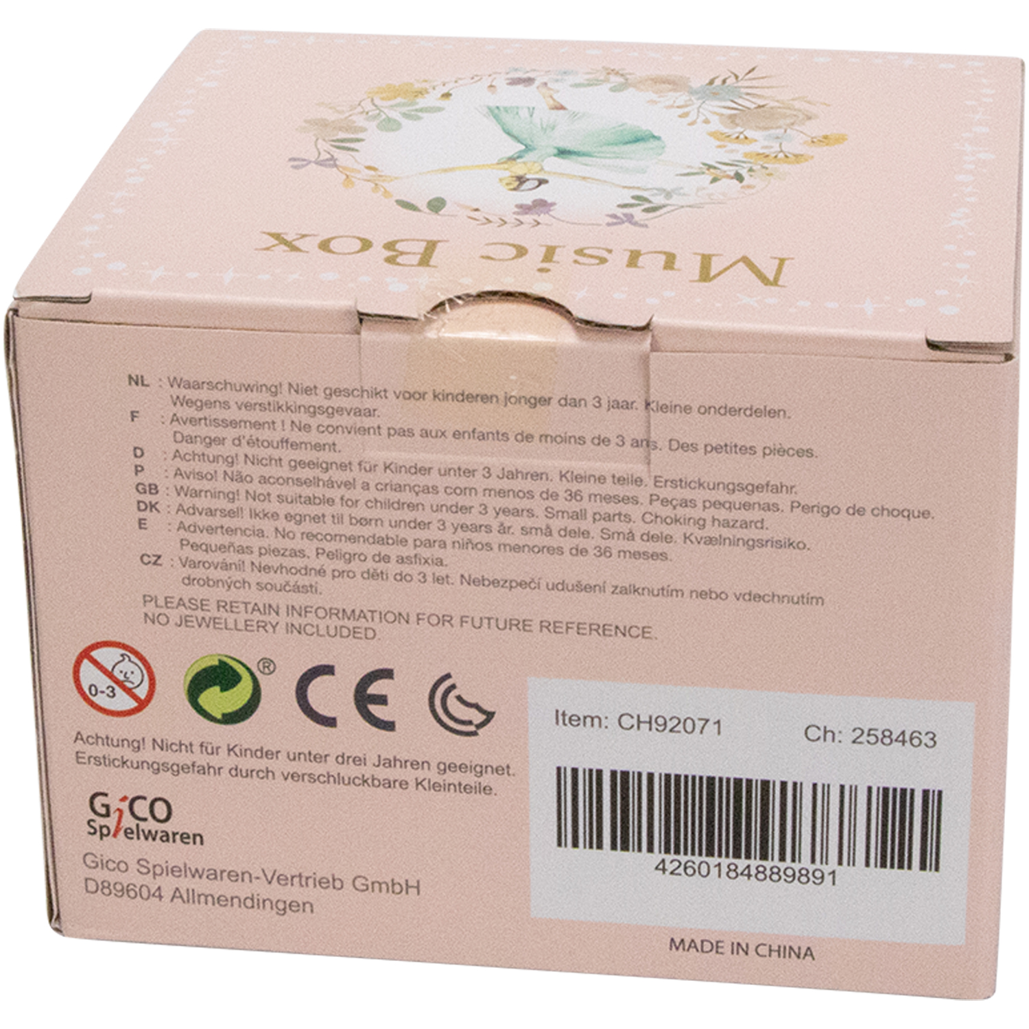 GICO Ballerina Schmuckkästchen Rosa – Spieluhr & Fächer für Kinder - 92071