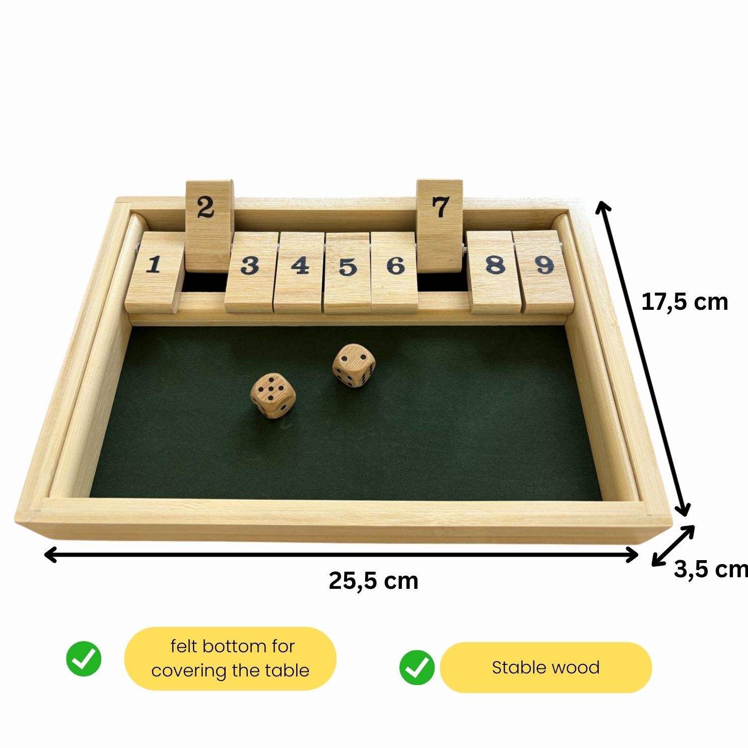 Shut The Box 9er Würfelspiel aus Holz für Kinder und Erwachsene Klappenspiel - 7954
