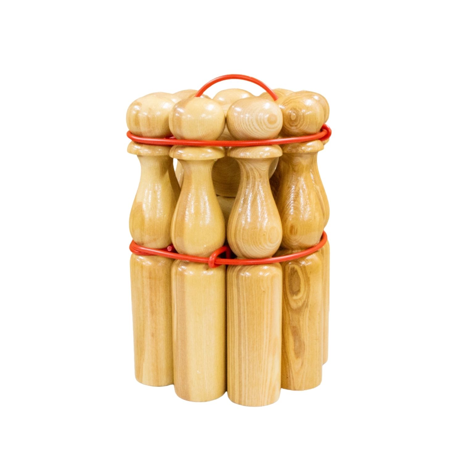 GICO Kegelspiel Kegel Set Bowling aus Holz aus Massivholz -Made in EU-Höhe 24 cm–3018
