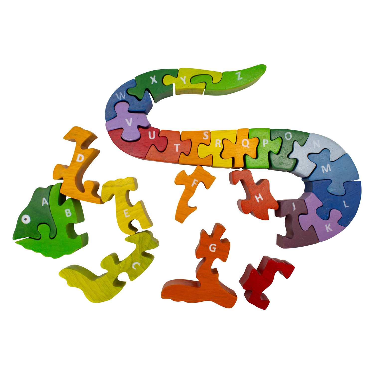 A-Z Puzzle Chamaeleon,2. WAHL  Alphabet 26 -tlg Holz lasiert - 2902