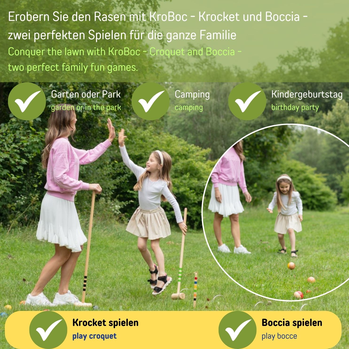 GICO KROBOC XL - 2 Spiele in 1 - Krocketspiel und Boccia Spiel im Set - 3109