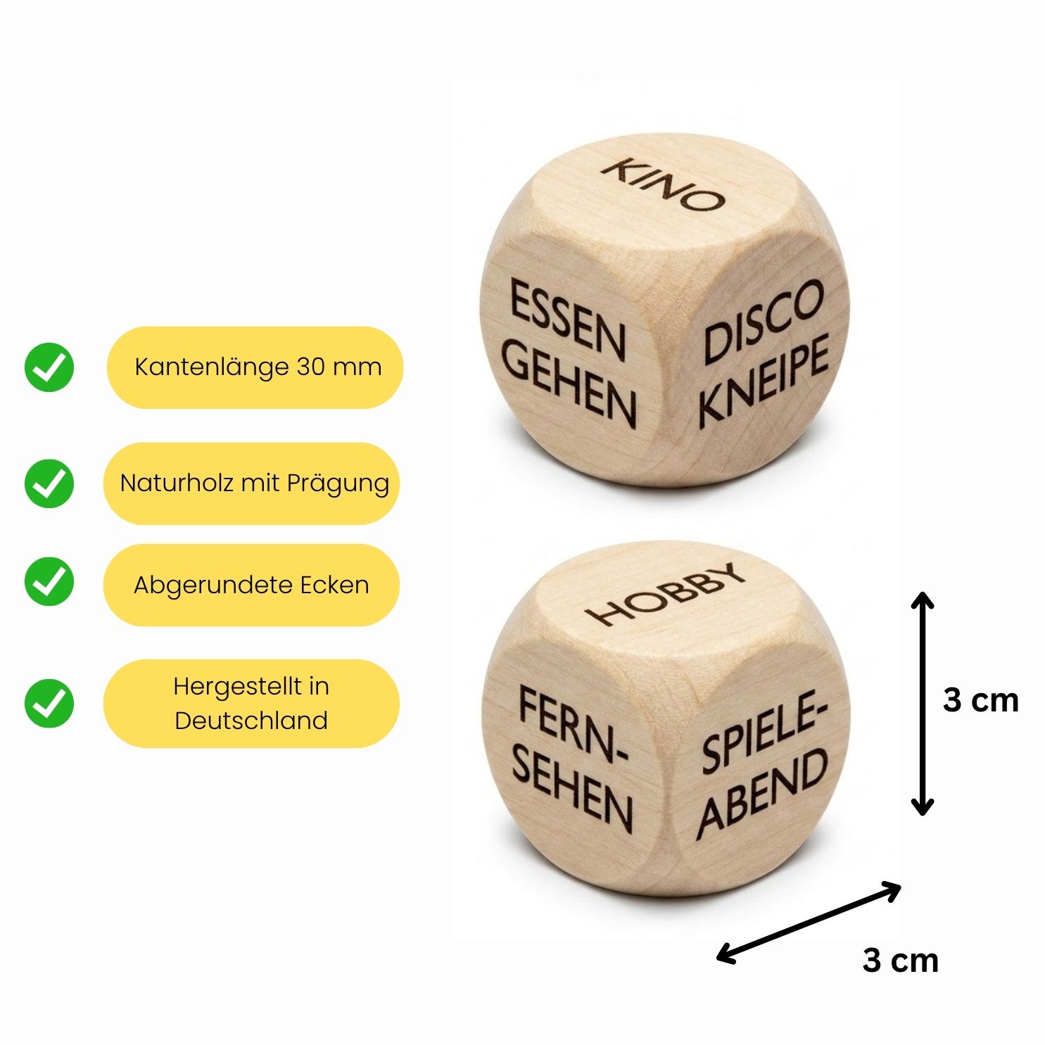 Was machen wir? Holzwürfel 30 mm Entscheidungswürfel - 4146