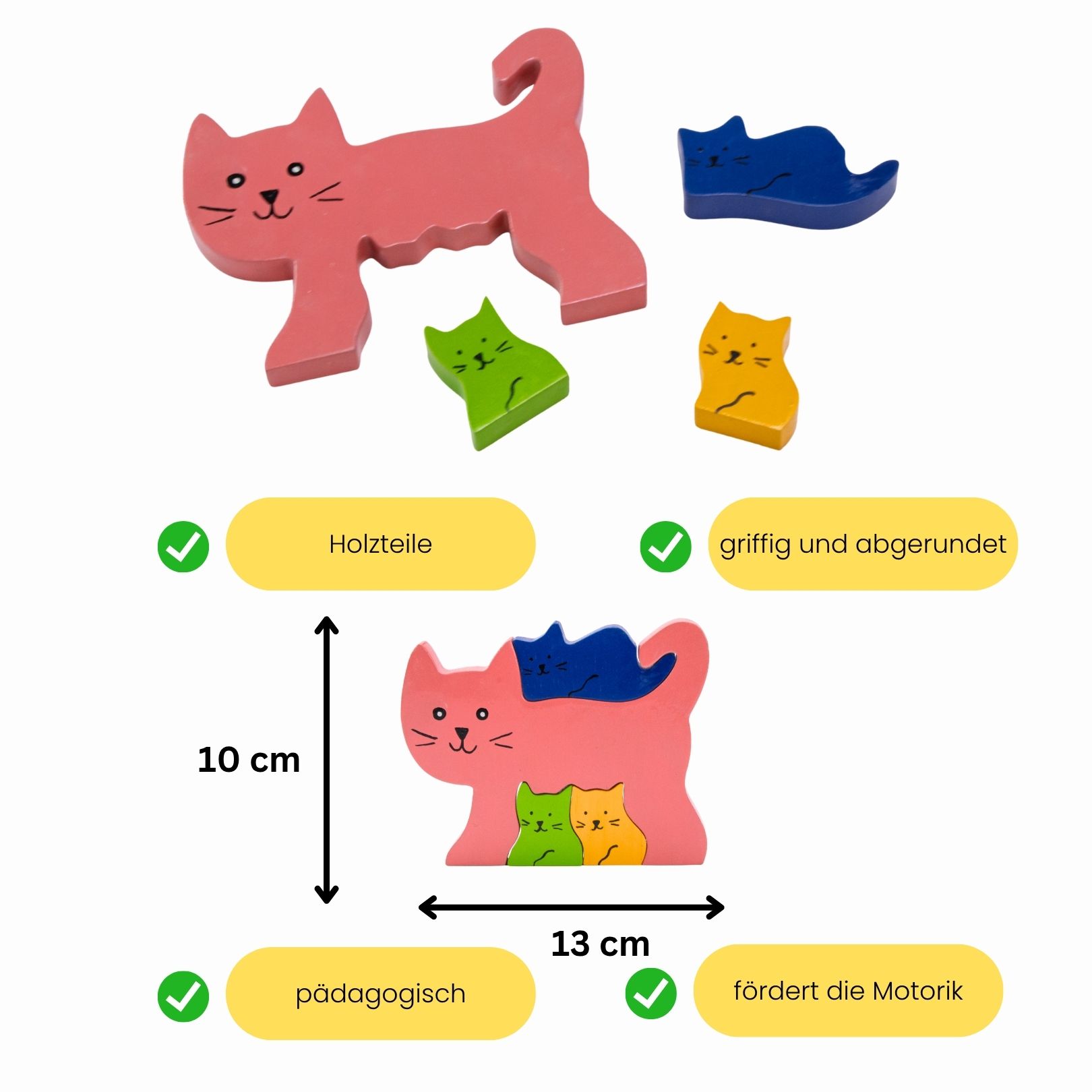 Tier Holzpuzzle Katze Familie für Kinder -  3939