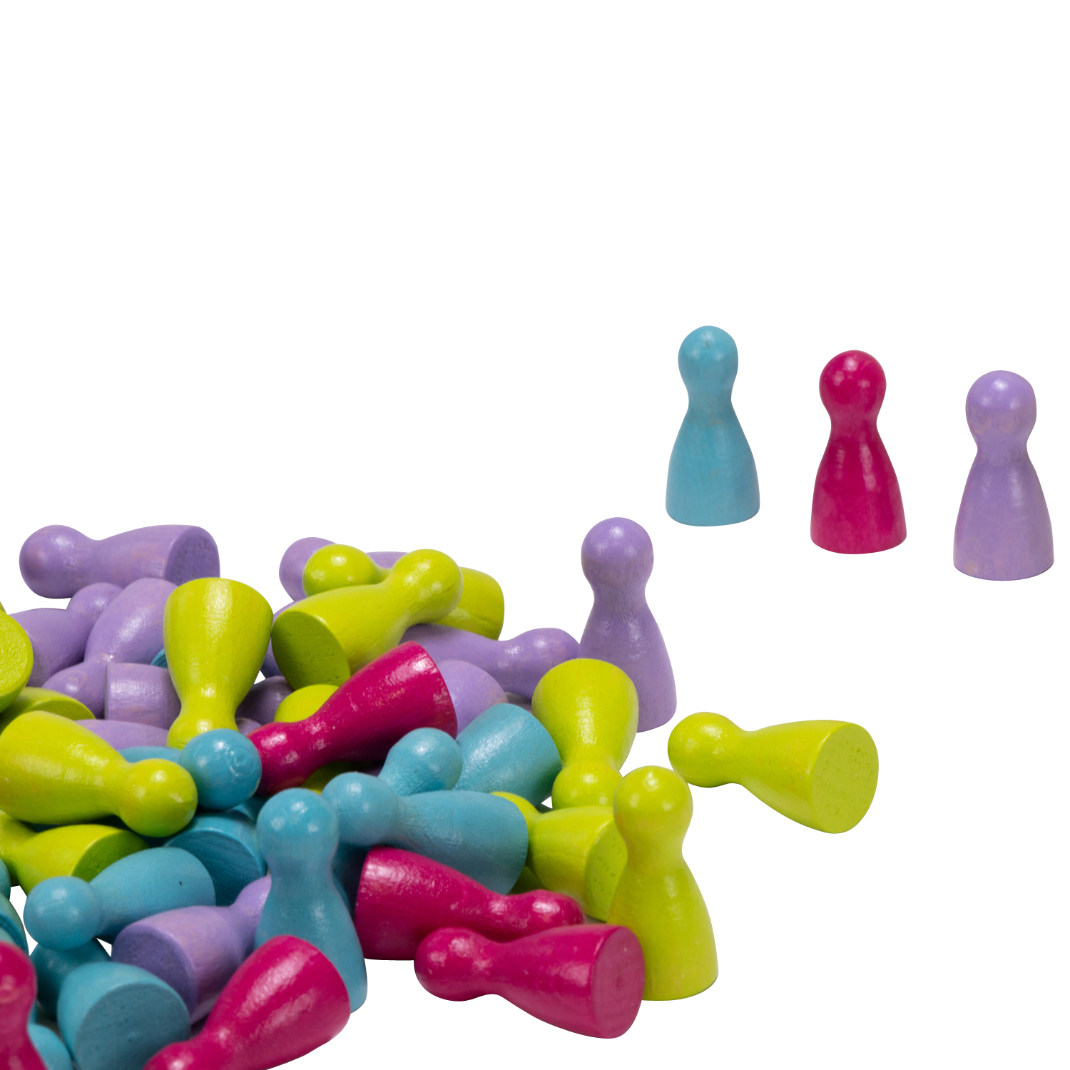 60 Halmakegel 24x12 Spielkegel aus Holz in vier Pastellfarben 2133