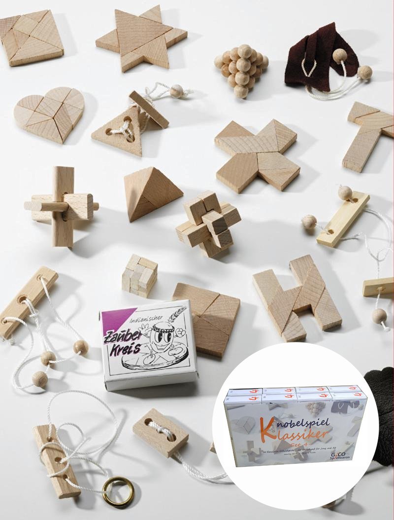 GICO Knobelspiel Klassiker Set 4 - 16 Geduldspiele in Geschenkverpackung - 2183