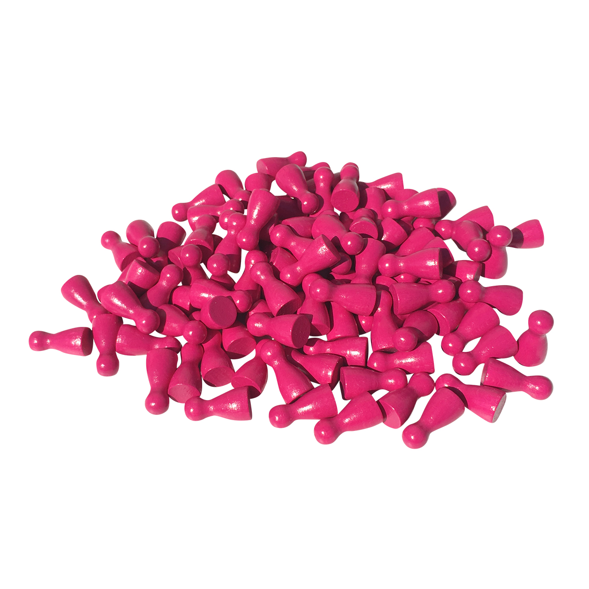 100er Pack Halmakegel Spielkegel sortenrein aus Holz poliert 24x12 mm (Fuchsia)- 2149