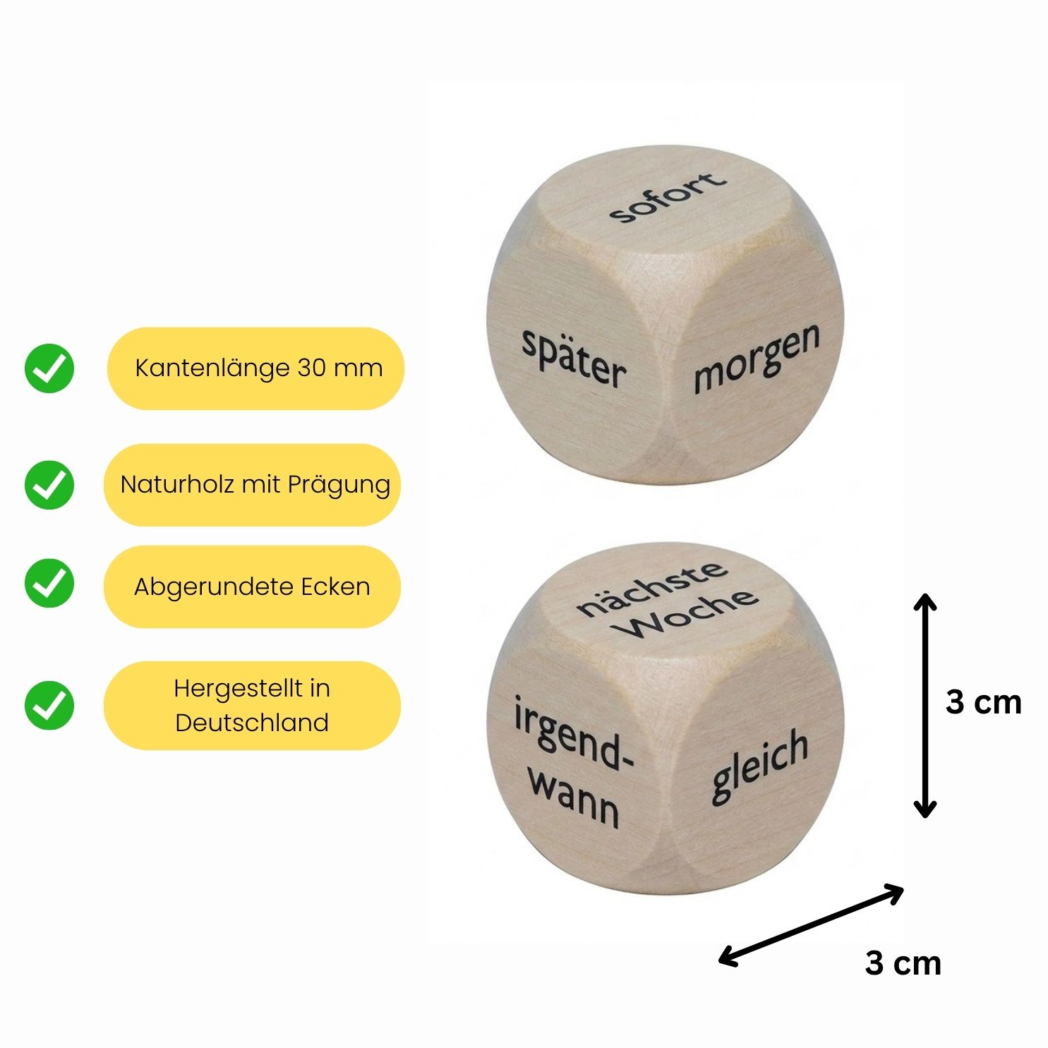 Wann? Holzwürfel 30 mm Entscheidungswürfel - 1 Stück - 4140