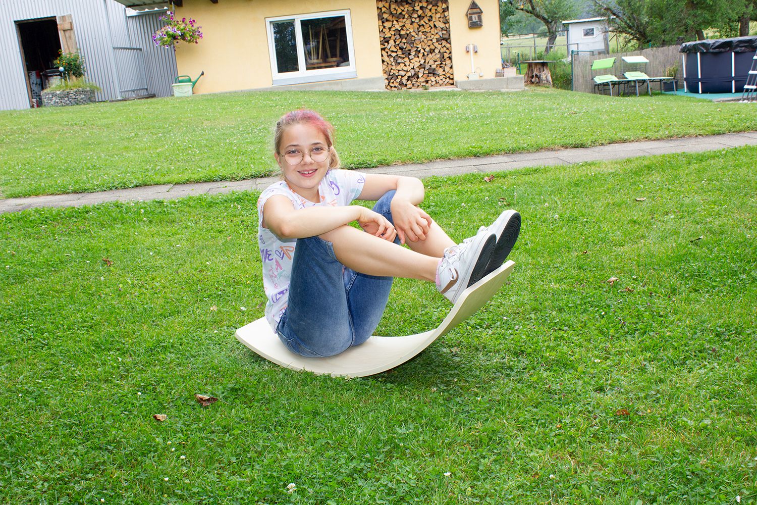 GICO Balance Board Balancierbrett Holz natur 82 x 30 cm - Wackelbrett Spielspaß in Top Qualität - 6555