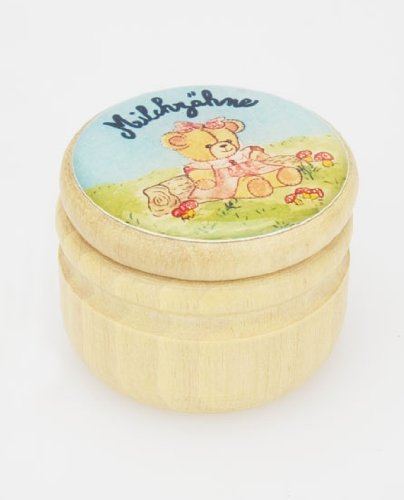 Milchzahndose Holz mit rosa Bärenmotiv- Holzdose Milchzähne - 5505r